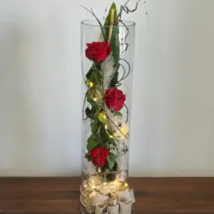 SV12 - VASE 3 ROSES ETERNELLES